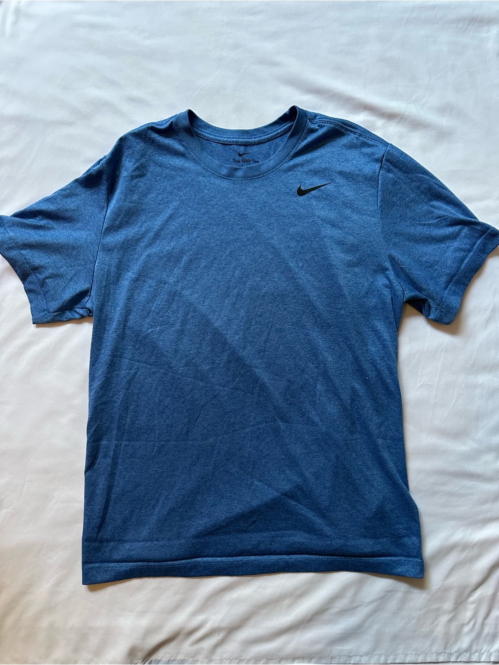 Nike Blue Short-Sleeve Crew Tee with Black Swoosh